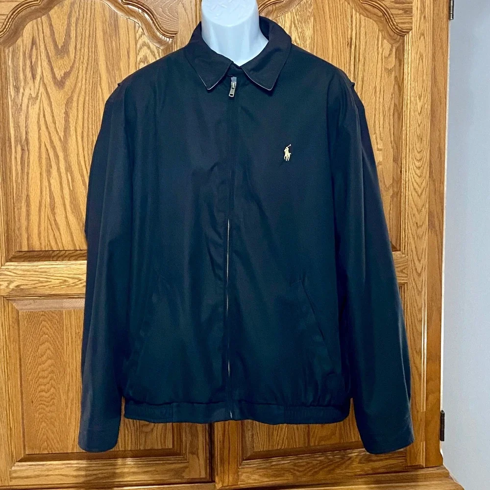 Vtg Polo Ralph Lauren Bi Swing Harrington Jacket Mens XL Black Windowpane Lined